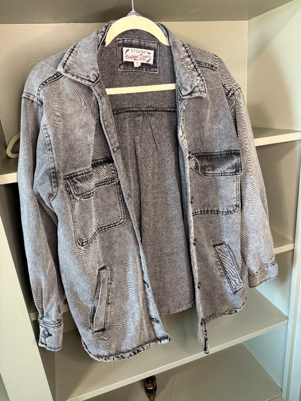 Stoosh Vintage - Black Acid Wash Jacket - Small